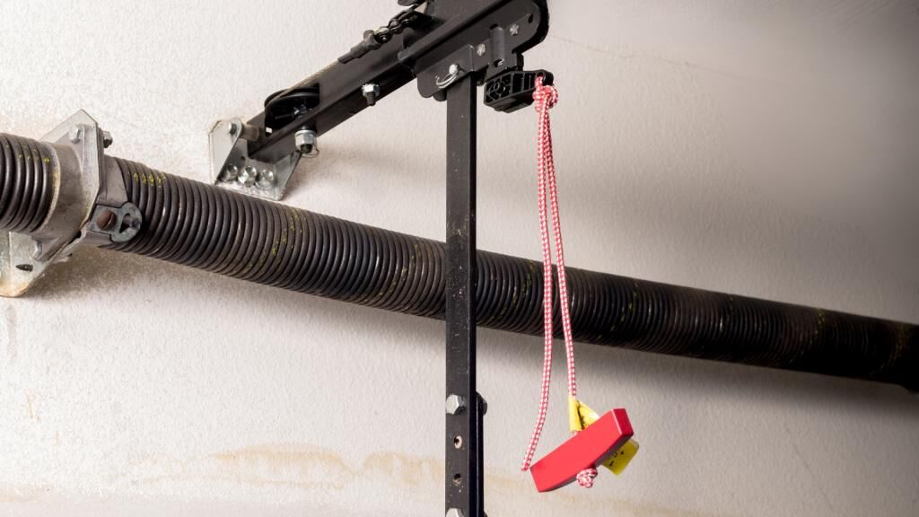 Garage door emergency cord ready for manual operation of the door