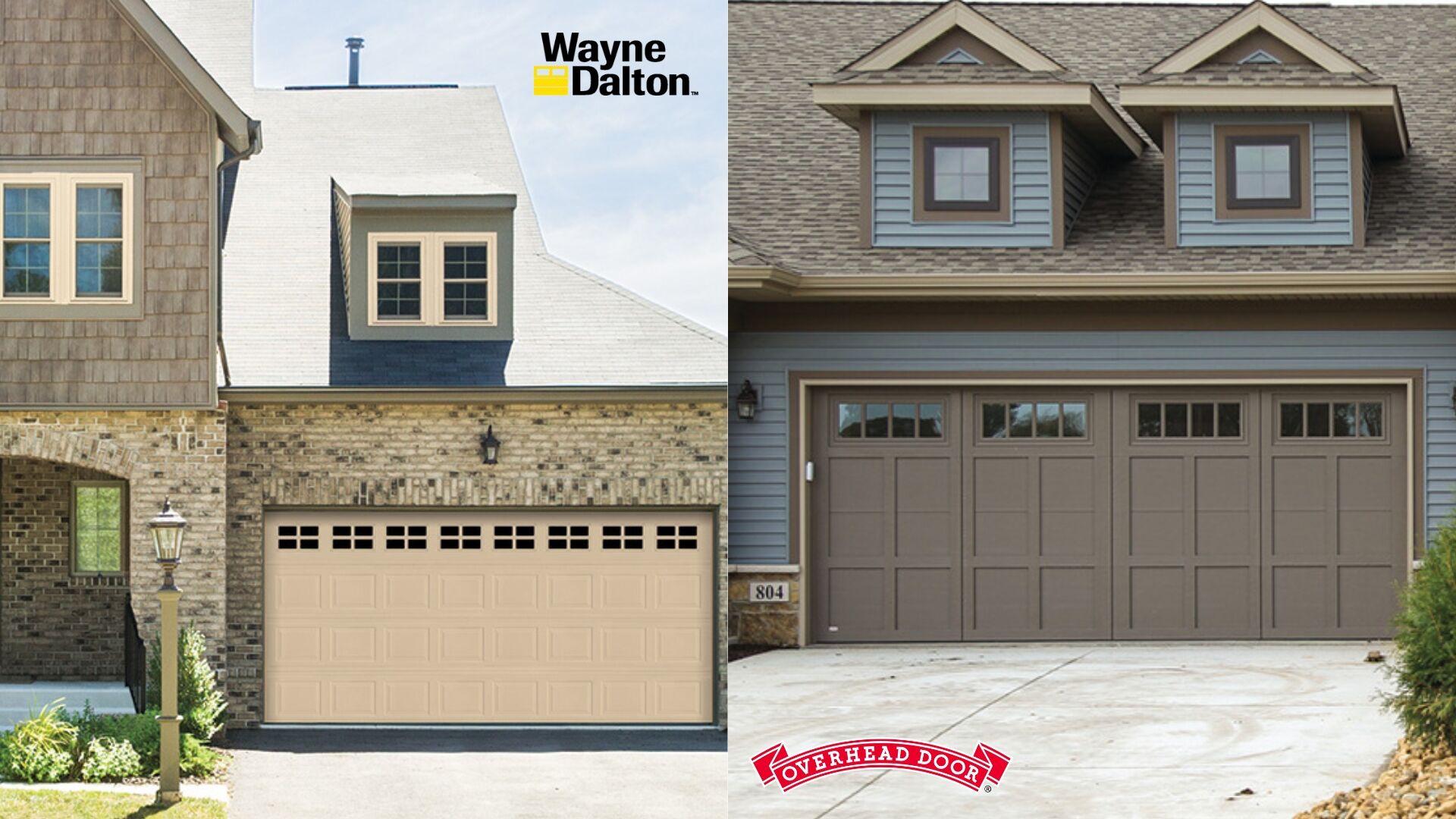Wayne Dalton vs Overhead Door side-by-side, highlighting design and style differences