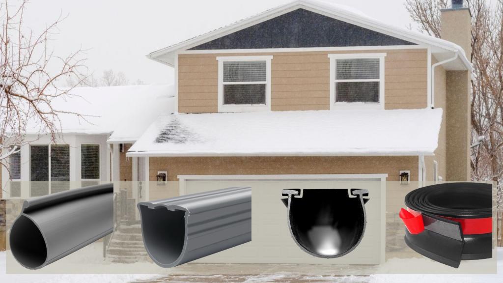 Various garage door bottom seal options shown for winter weather protection
